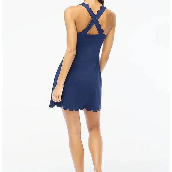 NWT J.Crew Scalloped Active Dress In Navy Blue Size Small - Picture 3 of 7